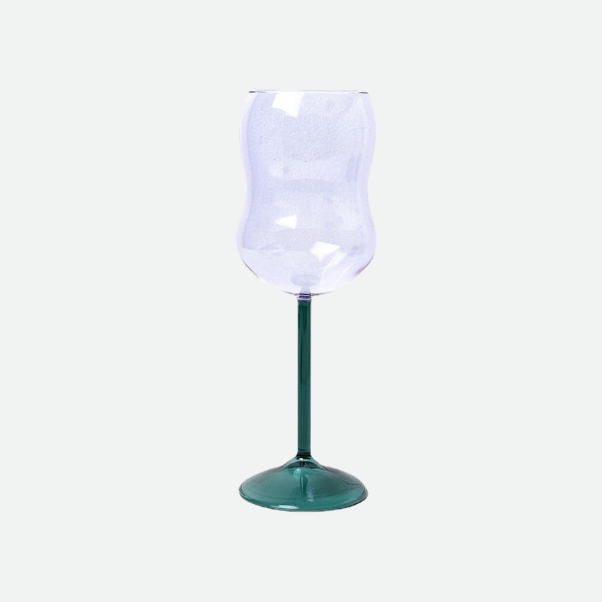 Wiggly Wine Glass Cups Lilac Teal