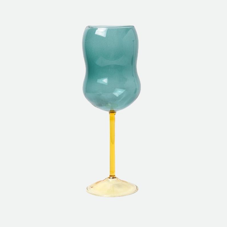 Wiggly Wine Glass Cups Jade Yellow