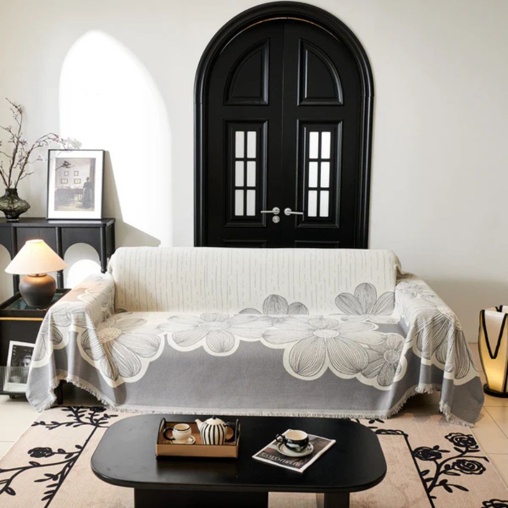 Wildflower Dreams Sofa Cover Charcoal Gray