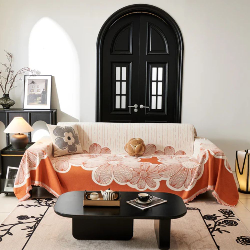 Wildflower Dreams Sofa Cover Rusty Orange
