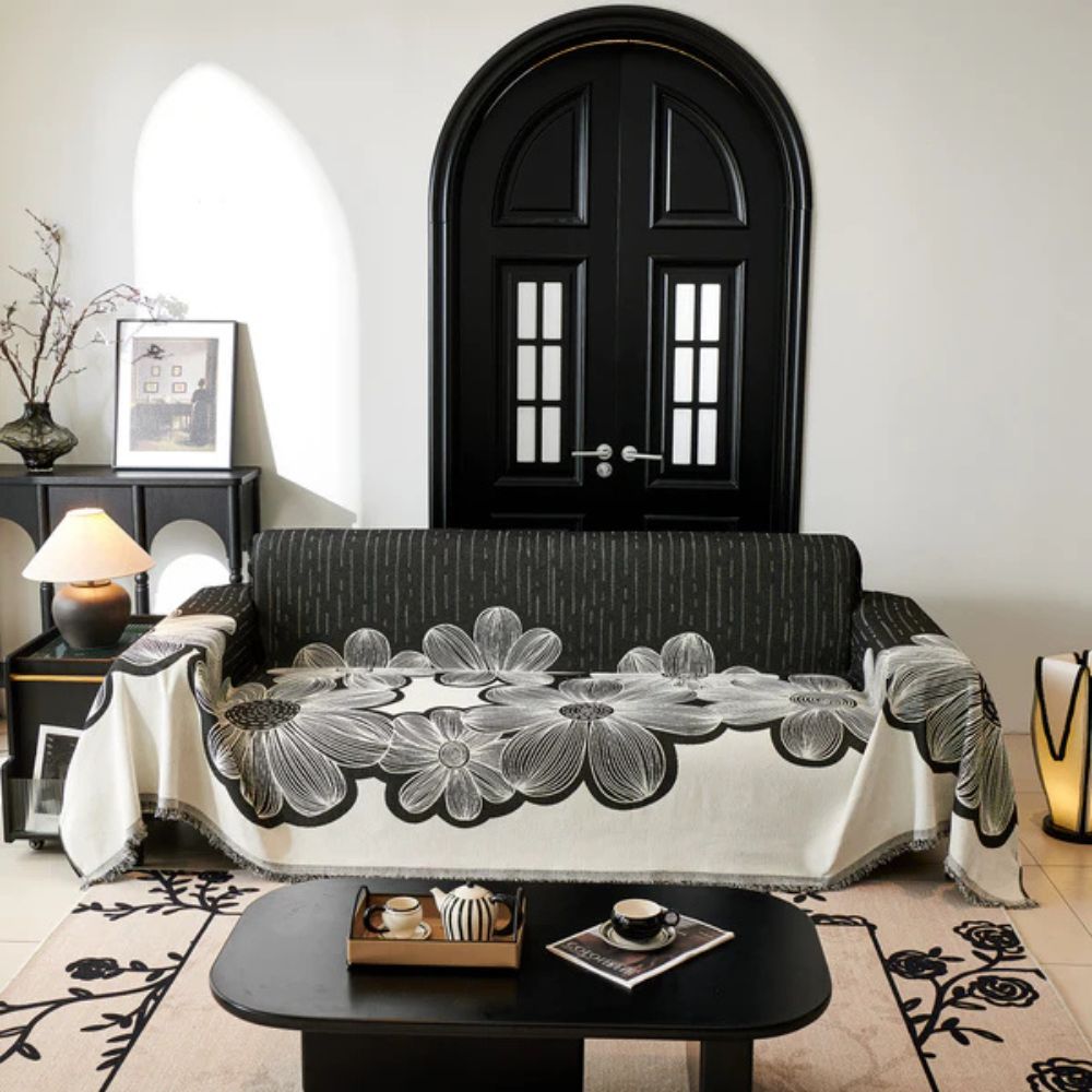 Wildflower Dreams Sofa Cover Jet Black