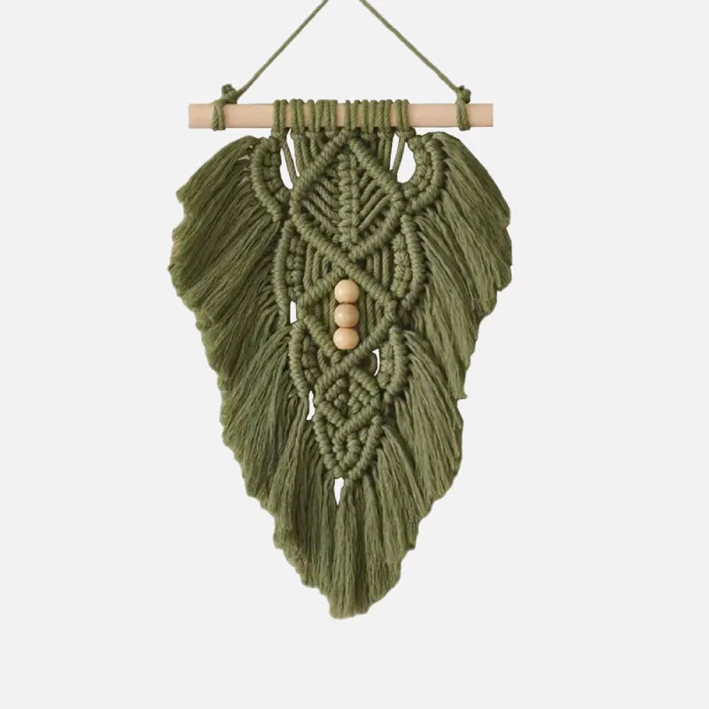 Willow Weave Macramé Leaf Wall Tapestry Green
