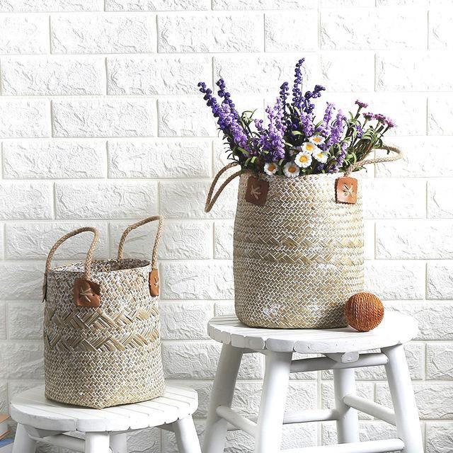 Textured Storage Bins with Grips White