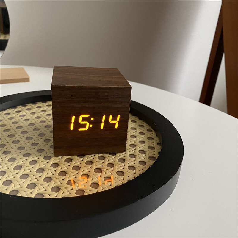 Wood O'clock Bamboo Digital Desk Clock Walnut