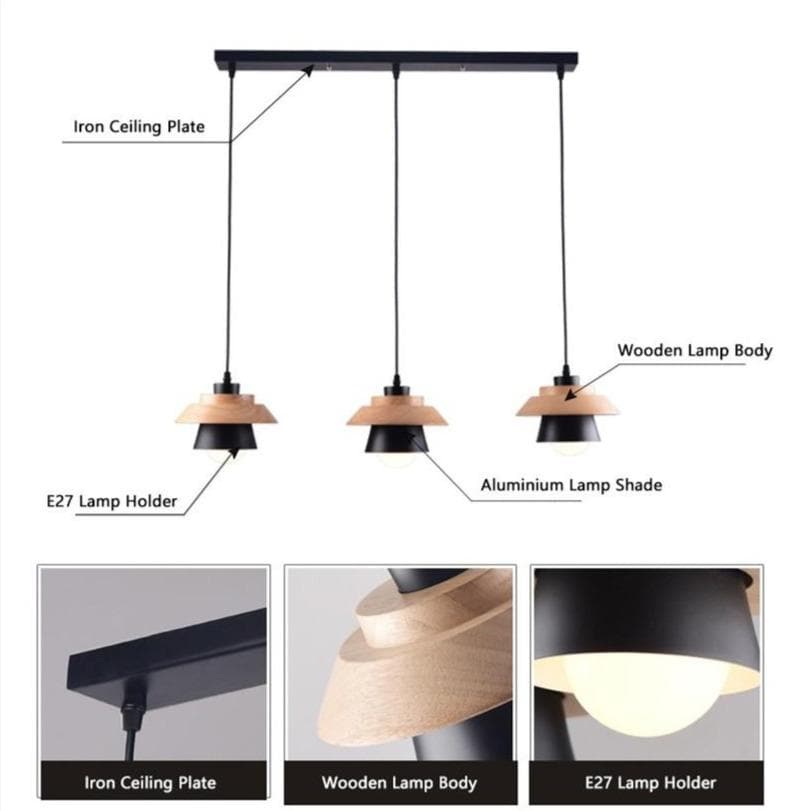 Wood and Metal Layered LED Pendant