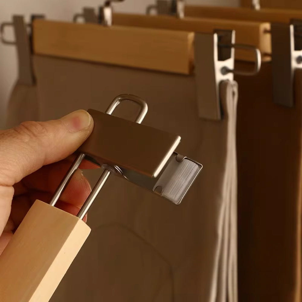 Premium Wood Pants Hangers with Clips