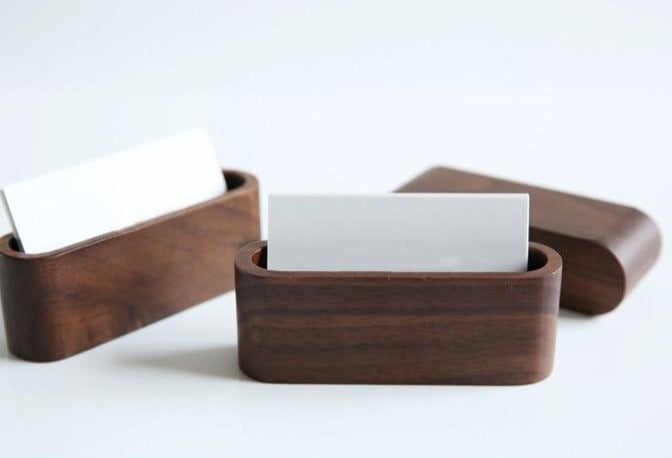 Wooden Office Card Holder