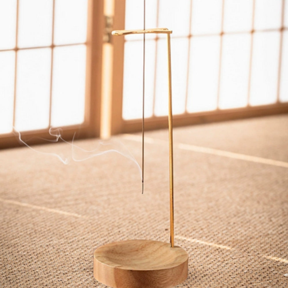 Wooden Incense Burner with Metal Holder Sandlight Glow