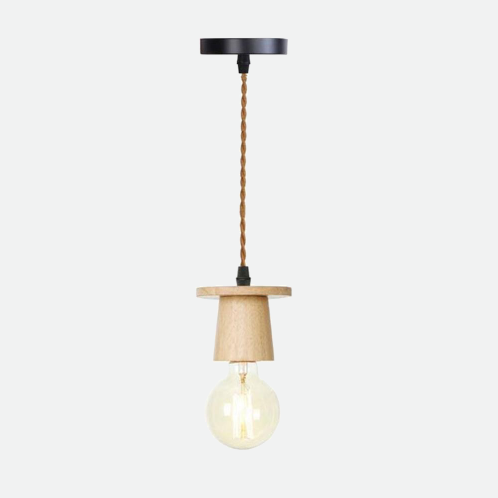 Woodie Single Pendant Light Socket Flat Top
