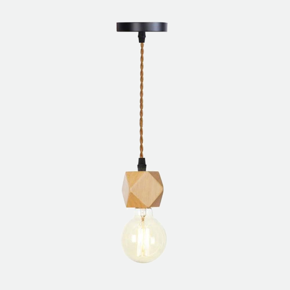 Woodie Single Pendant Light Socket Hexagon