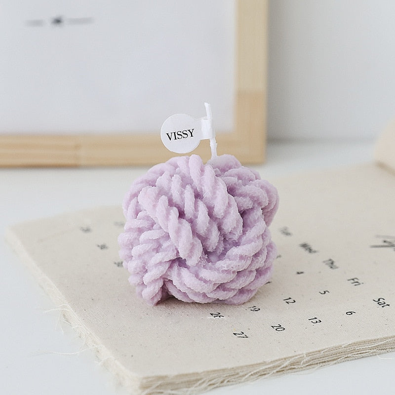 Wool Knot Textured Decorative Candle Purple