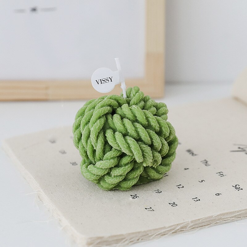 Wool Knot Textured Decorative Candle Deep Green