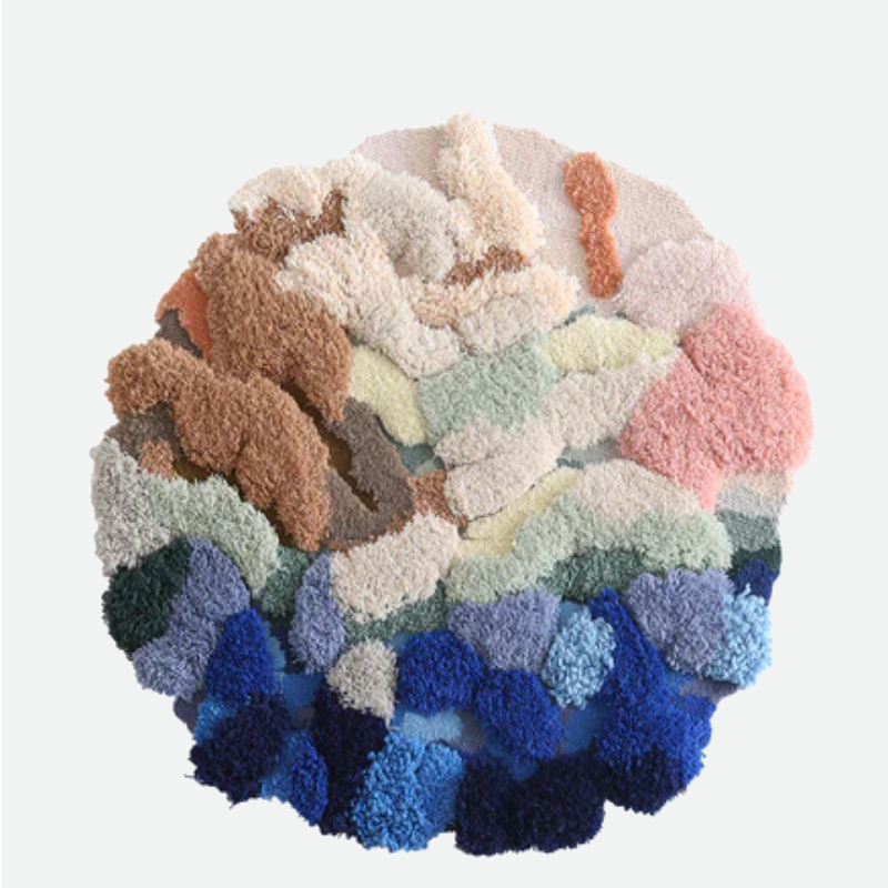 Zeta Abstract Scenic Pattern Wool Rug Ocean Multi Small