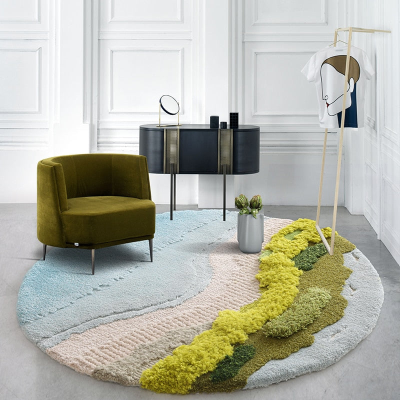 Zeta Abstract Scenic Pattern Wool Rug