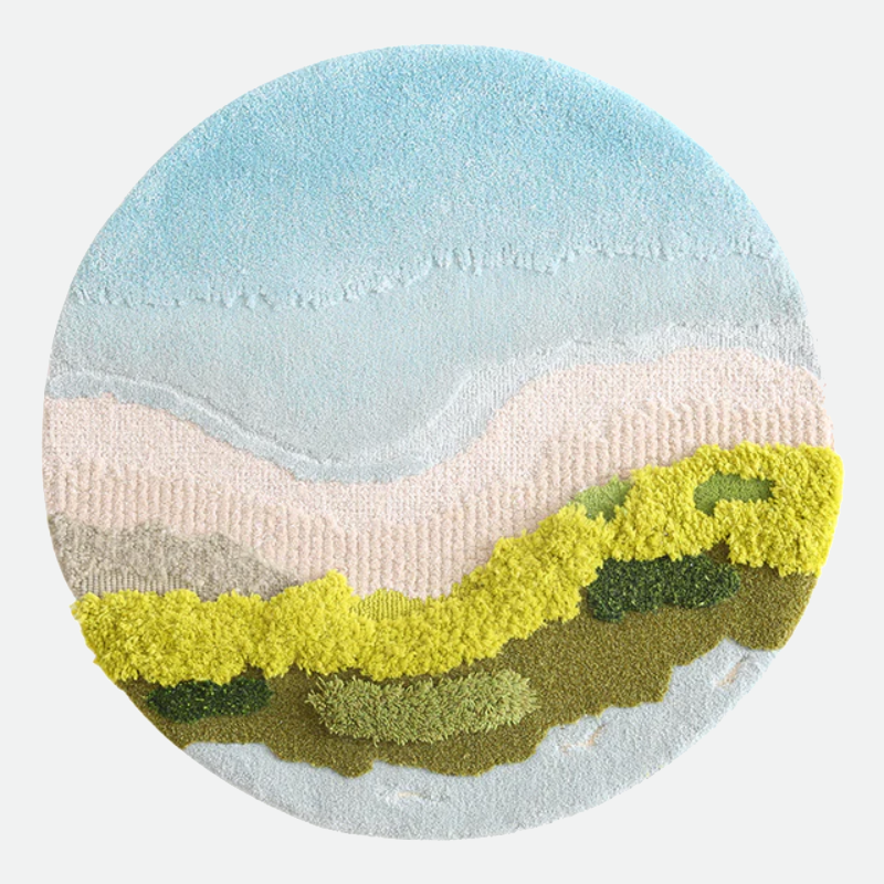 Zeta Abstract Scenic Pattern Wool Rug Hills Small