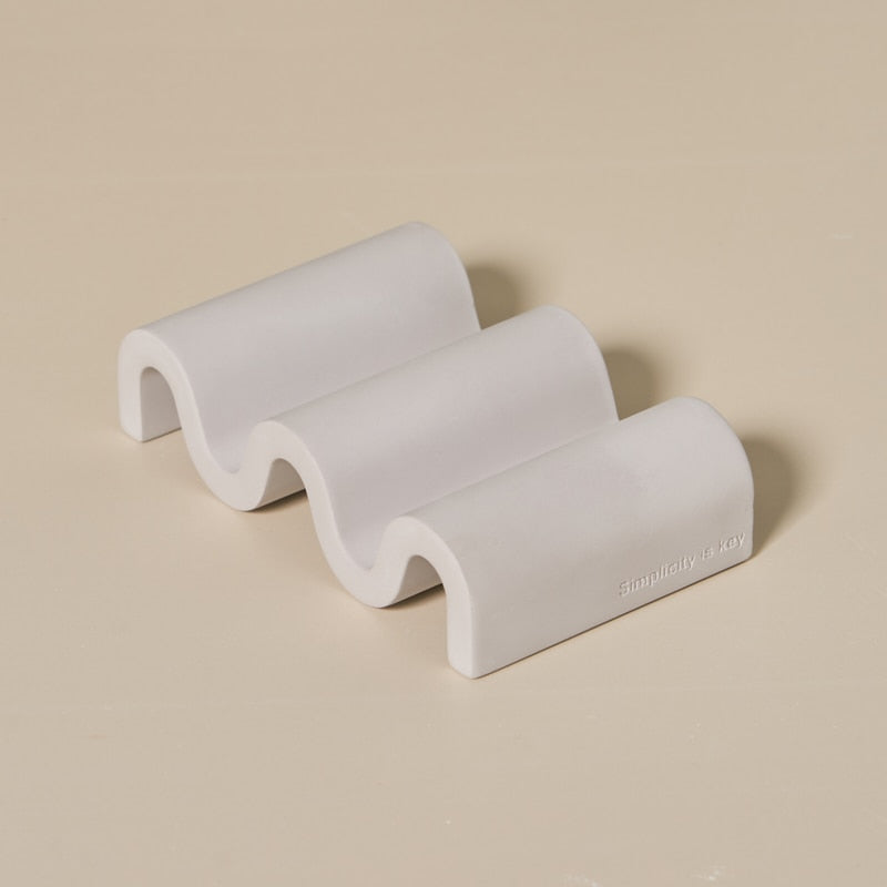 Zig Zag Ceramic Tray & Organizer Gray