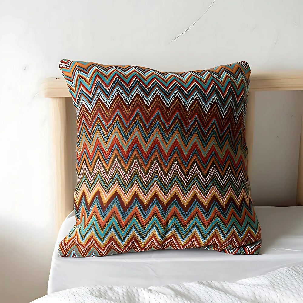 Zigzag Knit Boho Throw Cushion Cover Ember Wave