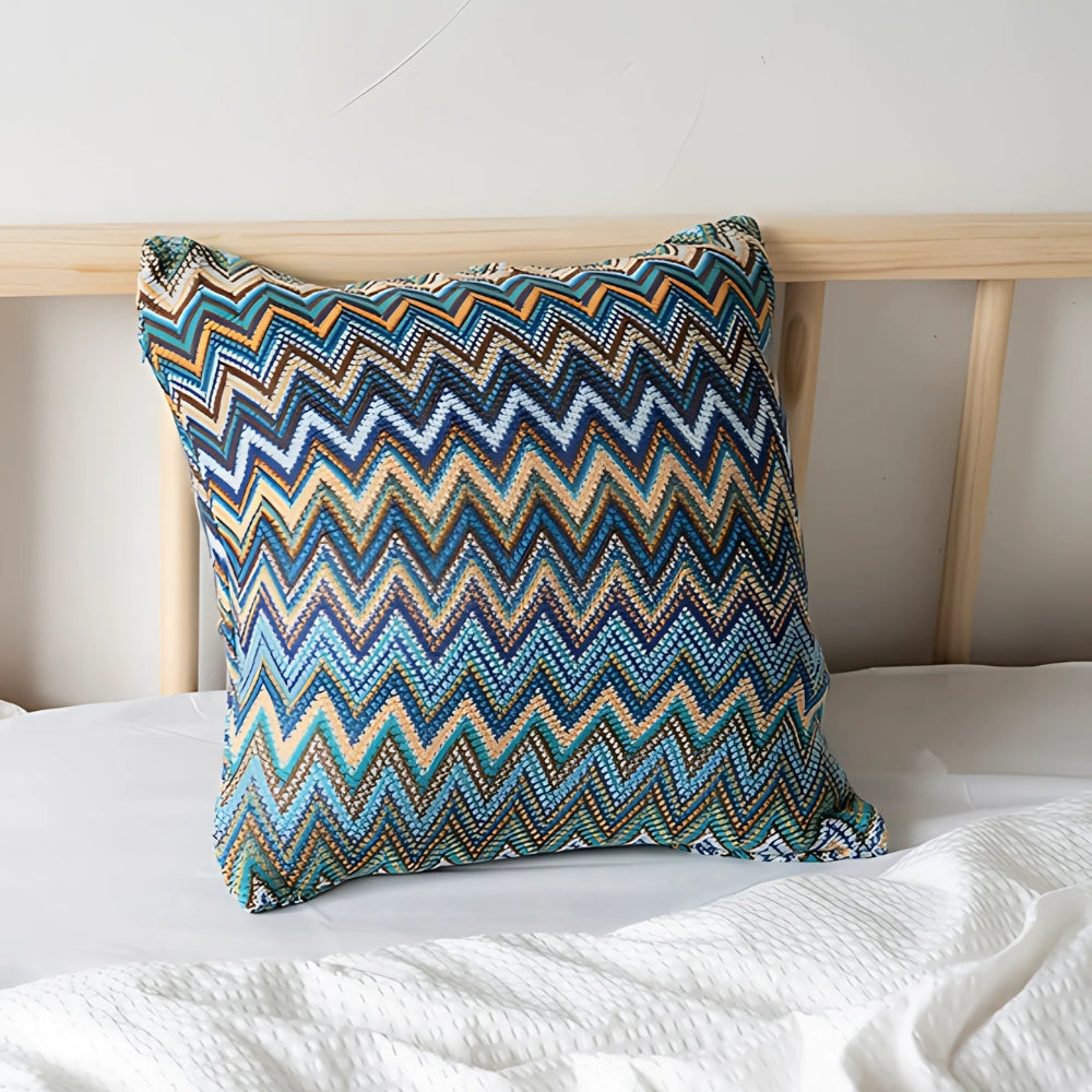 Zigzag Knit Boho Throw Cushion Cover Ocean Zigzag