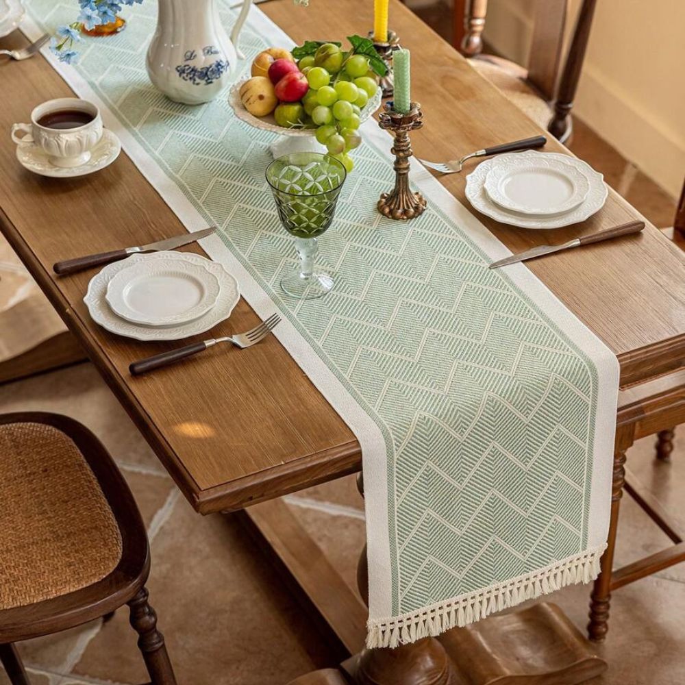 Zigzag Loom Table Runner Sage Green