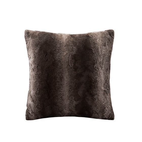Zuri Faux Fur Square Pillow 20x20" Brown