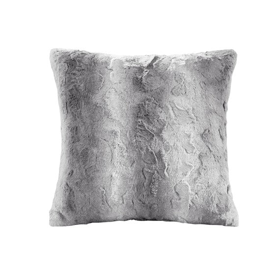 Zuri Faux Fur Square Pillow 20x20" Grey