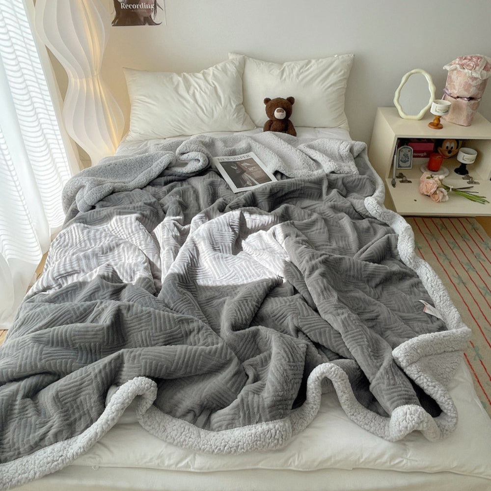 Seraphina Soft Jacquard Rabbit Plush Blanket Ash Charcoal