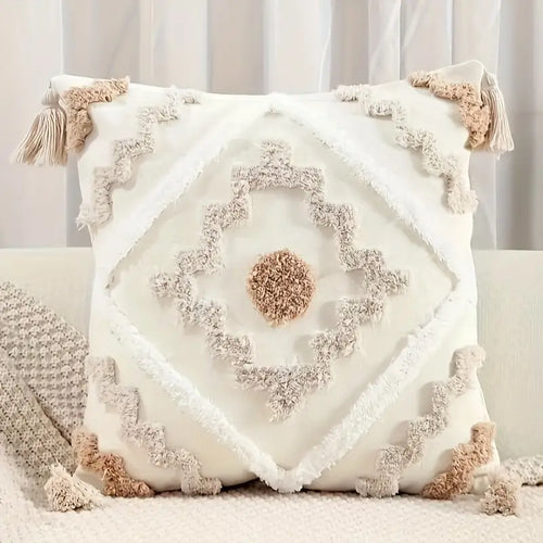 Bohemian Bliss Tufted Pillow Cover 18"x18"