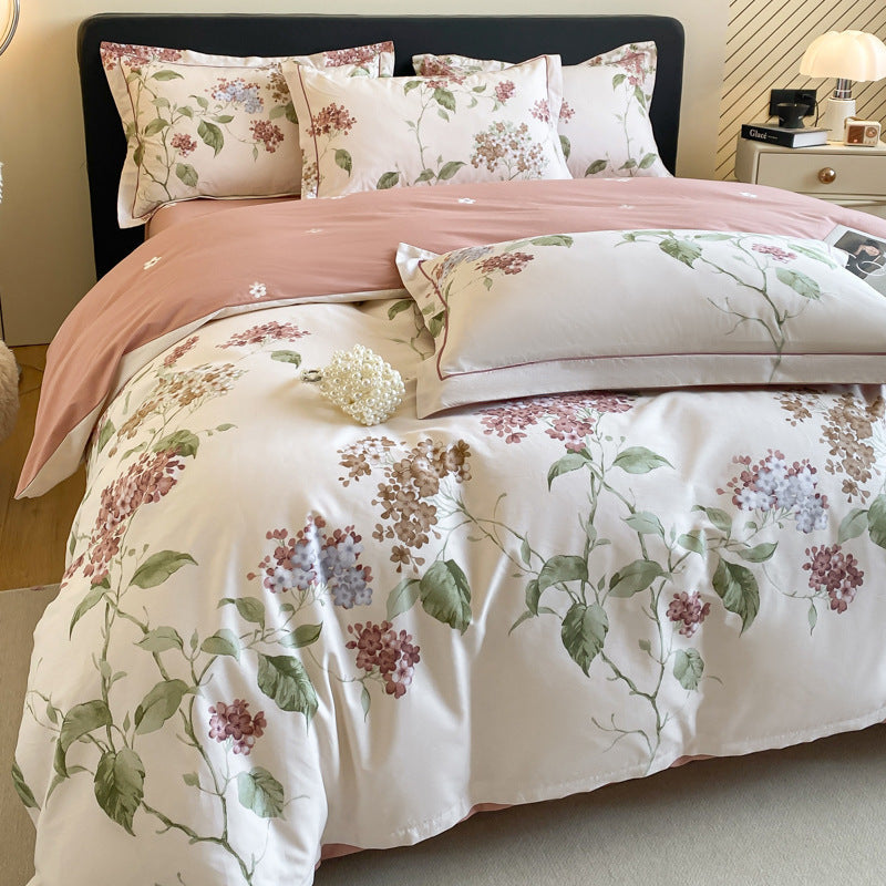 Cotton Floral Bedding Set (4PCS) Lilac Bouquet