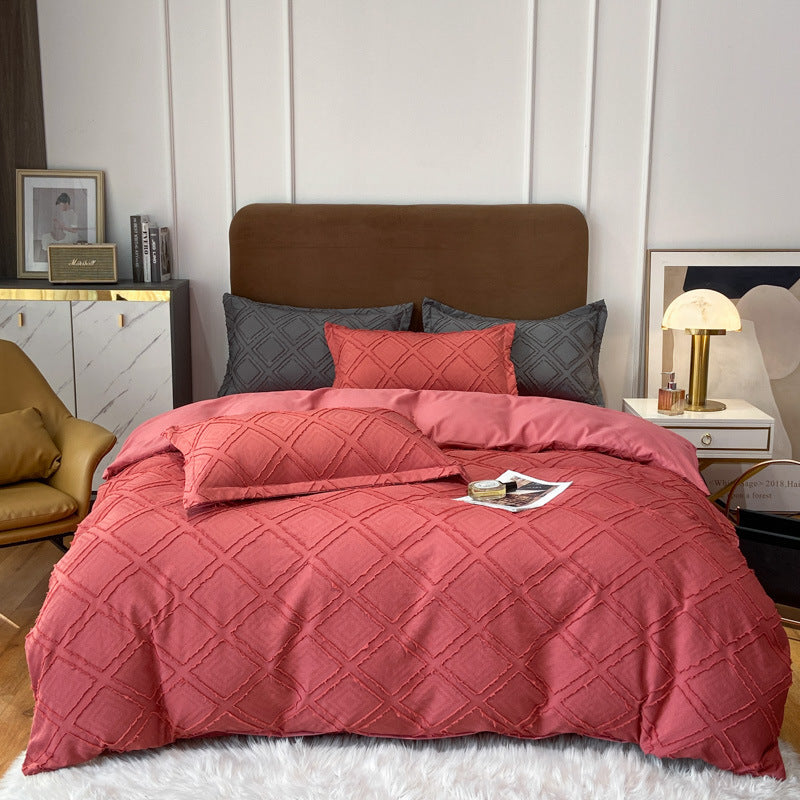 Vintage Tufted Bedding Set - 4PCS Red