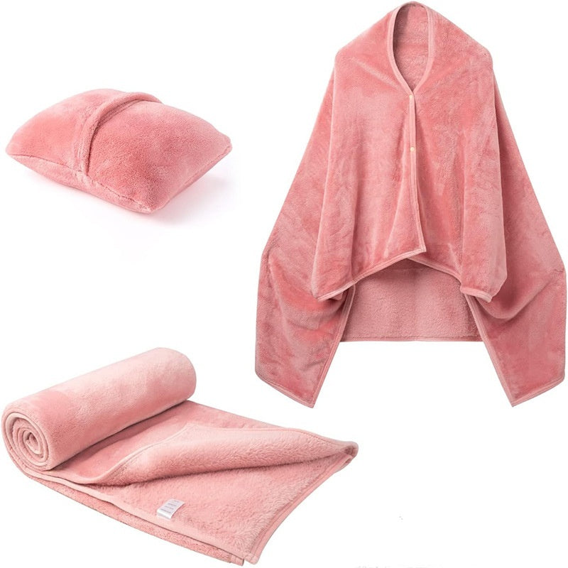 Soft Wearable Fleece Blanket Hoodie Pink One Size (Women)