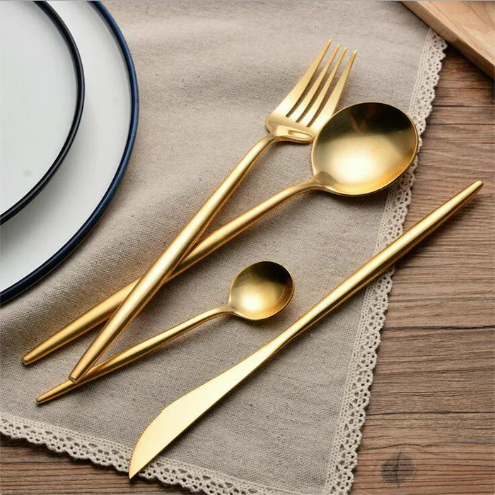 Matte Gold Silverware Set - 18/10 Stainless Steel Flatware