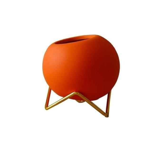 Vibrant Hues Ceramic Planter Pots with Stand OrangeRed