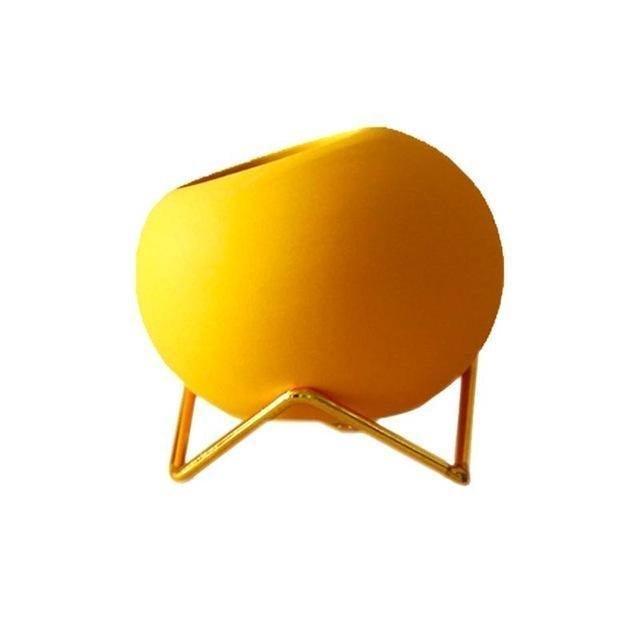 Vibrant Hues Ceramic Planter Pots with Stand Gold