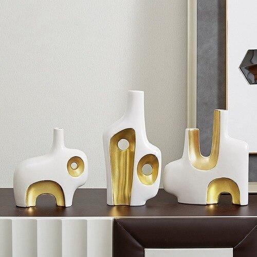 Egon Gold Abstract Vases Set A - 3 Piece Set