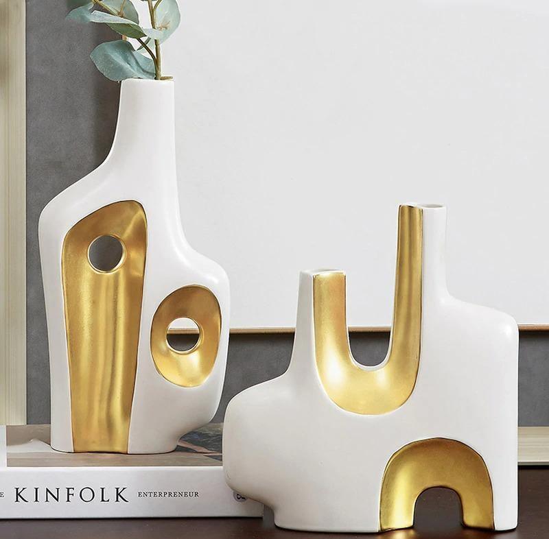 Egon Gold Abstract Vases Set B - 2 Piece Set