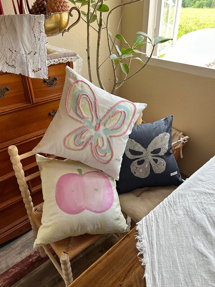 Embroidered Canvas Throw Pillow