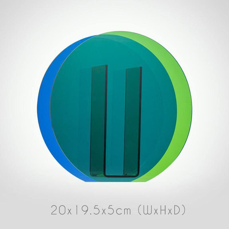 Vibrant Acrylic Geometric Floral Vase Circle Green Blue