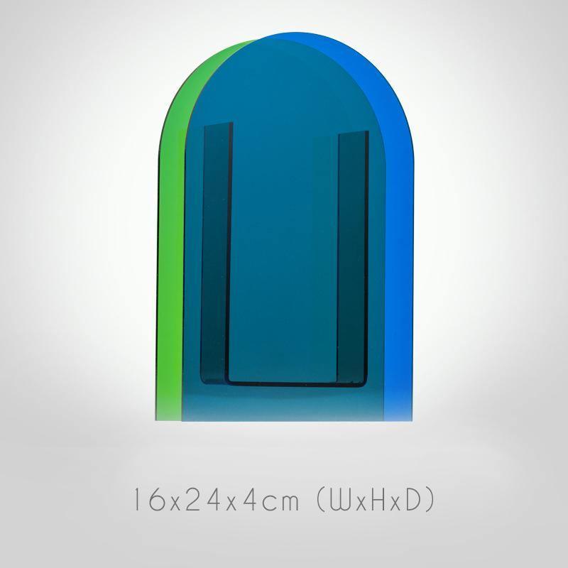 Vibrant Acrylic Geometric Floral Vase Arch Green Blue