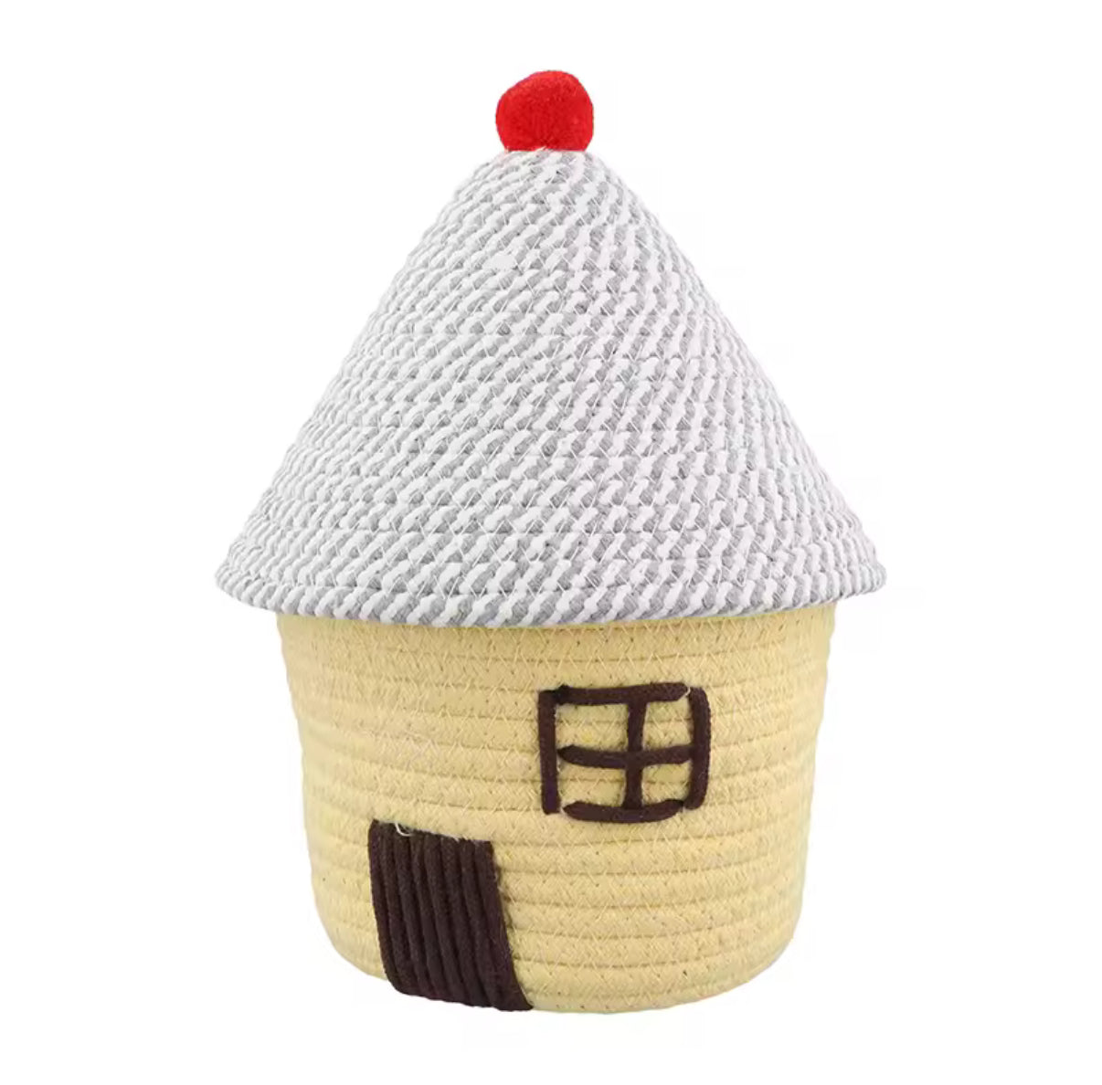 Kawaii House-Shaped Storage Basket Beige