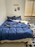Navy Blue Color Block Bedding Set