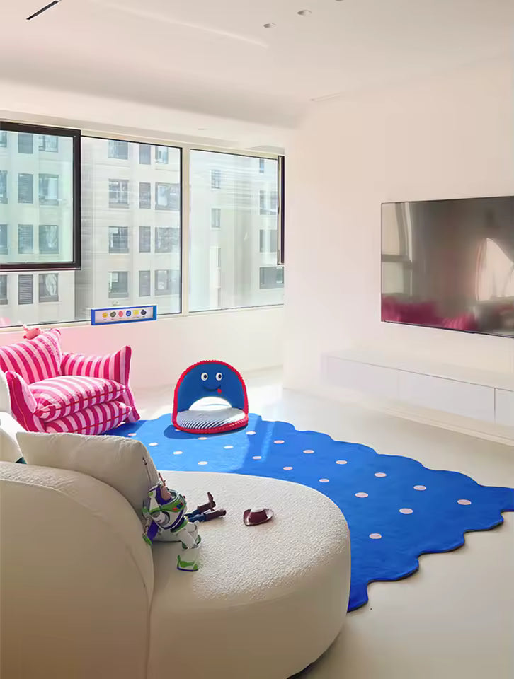 Klein Blue Irregular Polka Dot Area Rug