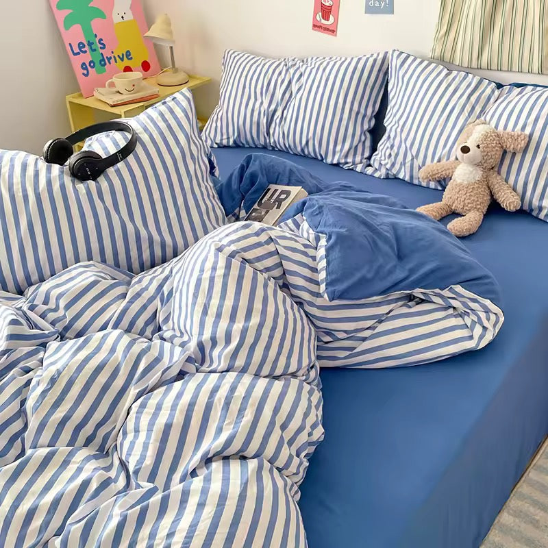 Blue Striped Bedding Set