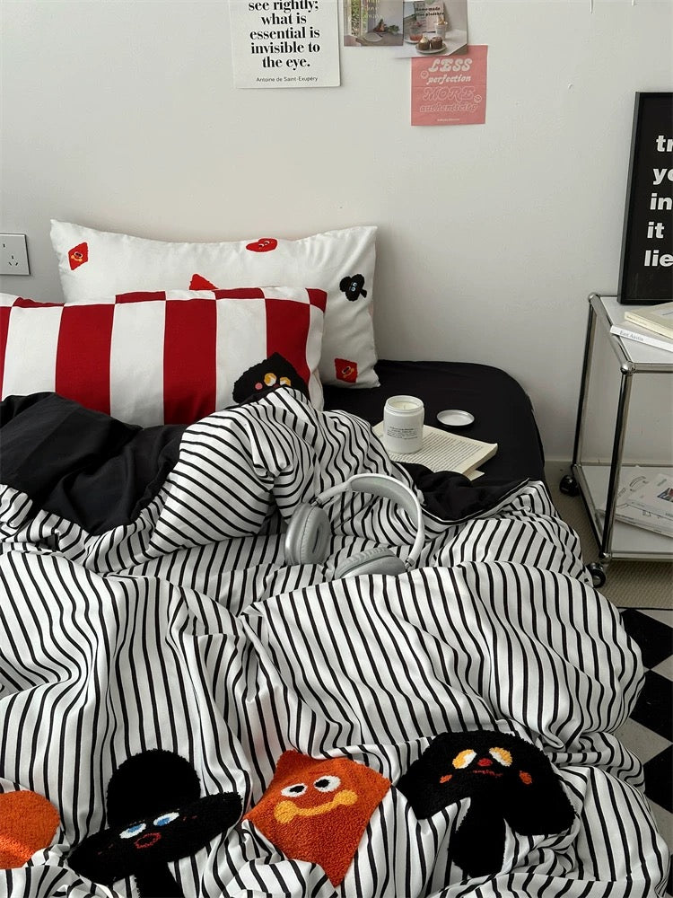 Cartoon Playing Card Bedding Set Black