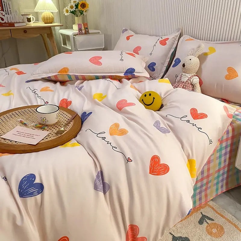 Checkerboard Bedding Set Heart