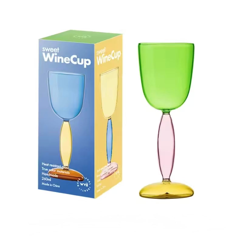 Colored Borosilicate Wine Glasses Bordeaux Glass Green