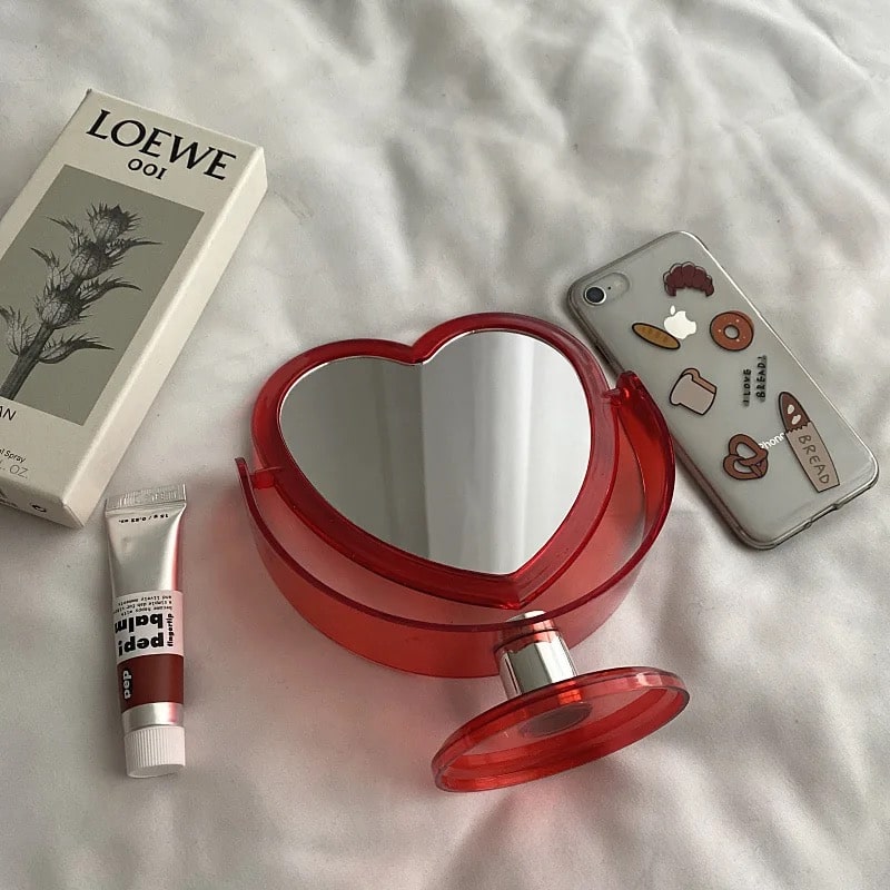 Double Sided Heart Mirror Red