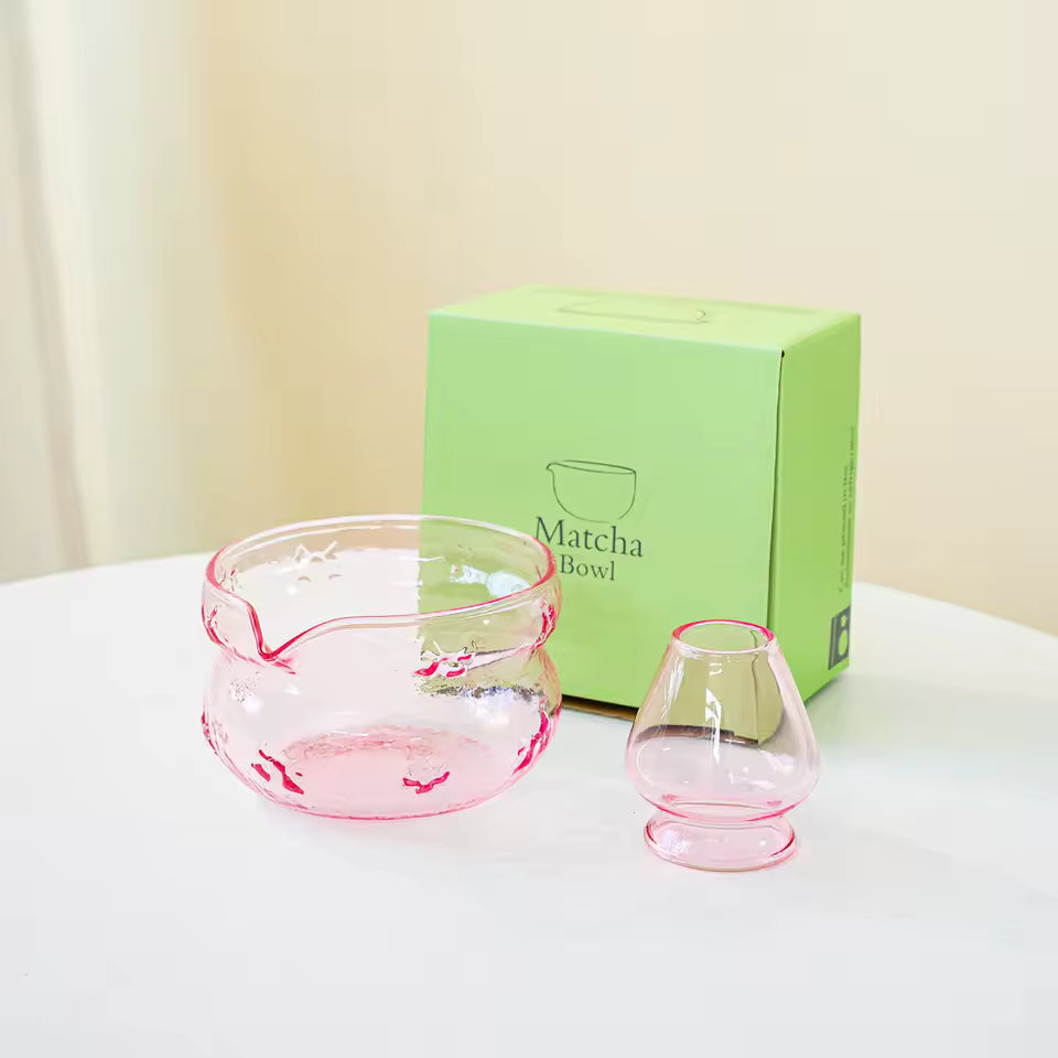 Pink & Purple Glass Matcha Set Pink 2 pcs