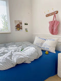 Minimalist Blue Striped Cotton Duvet Cover Set