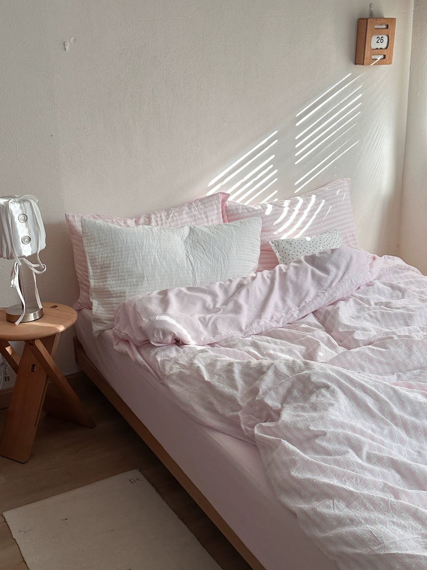 Pink Textured Stripe Duvet Cover Set