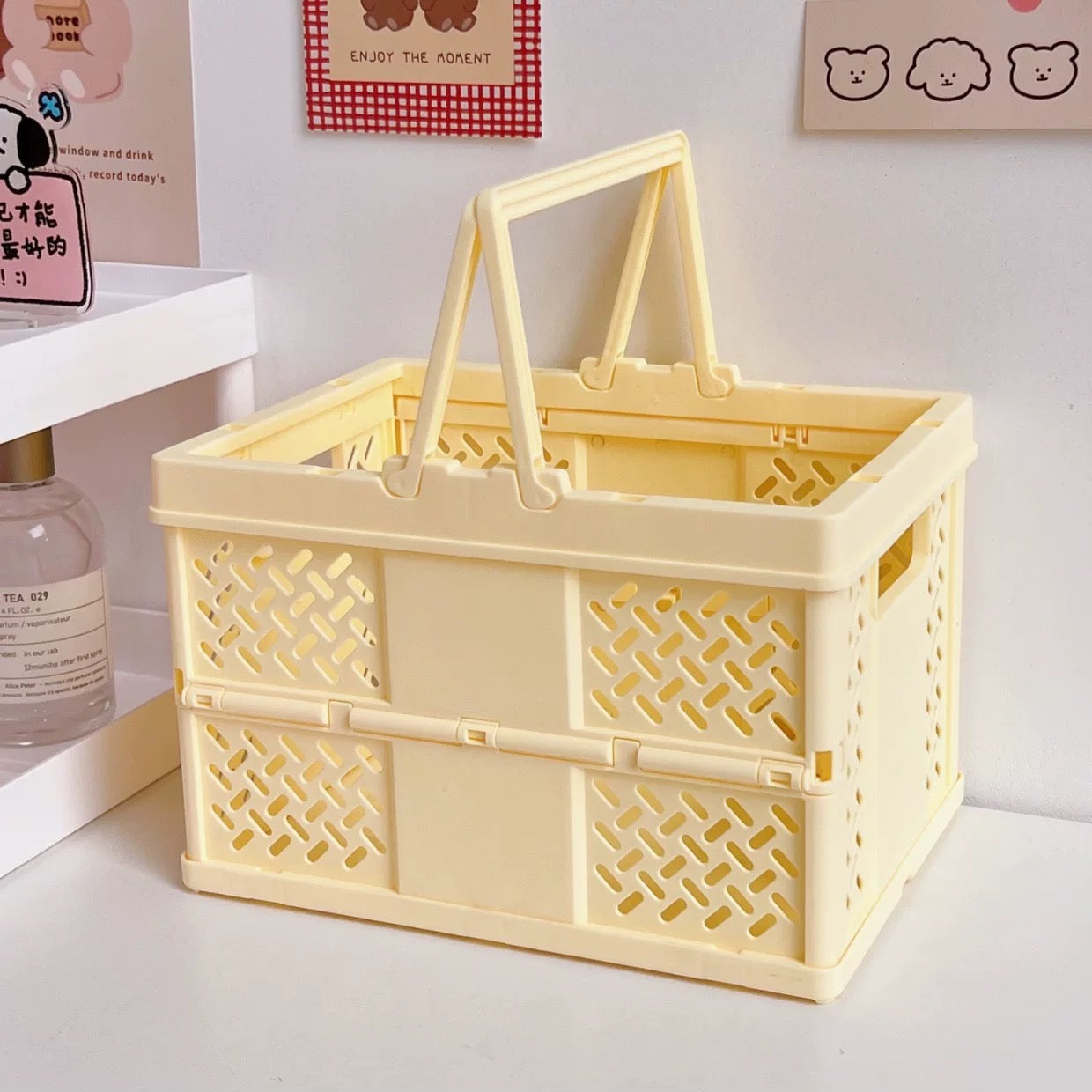 Pastel Folding Storage Basket Yellow